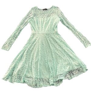 Women's Wedding Guest Dress Party Dress Lace Dress Midi Dress in Aqua